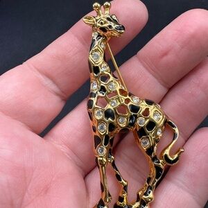 SWAROVSKI Giraffe Enamel Gold Plated Brooch